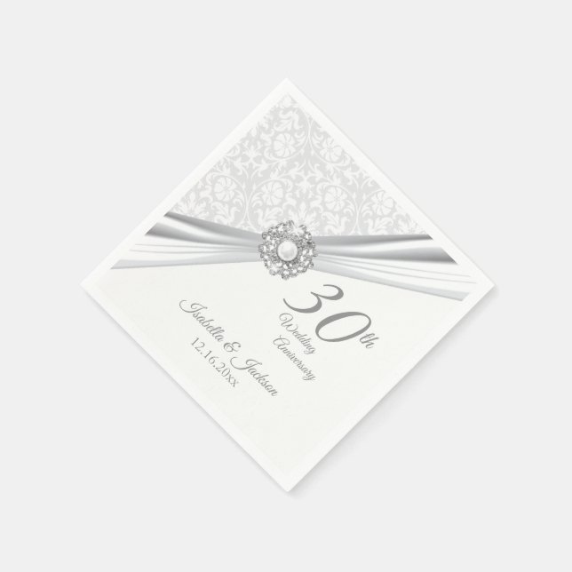 Elegant 30th  Wedding Anniversary Design Napkins (Corner)