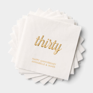 Elegant 30th Wedding Anniversary Gold Foil Napkins