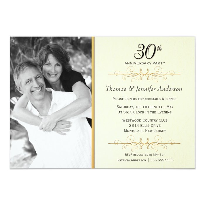 Elegant 30th Wedding Anniversary Party Invitations | Zazzle