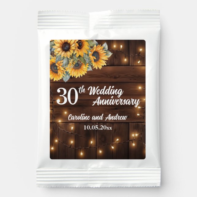 Elegant 30th Wedding Anniversary String Lights Margarita Drink Mix (Front)