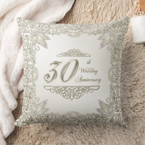 Elegant 30th Wedding Anniversary Throw Pillow