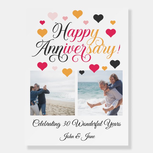 Elegant 30th Wedding Anniversary with Custom Photo Foam Board (Front)