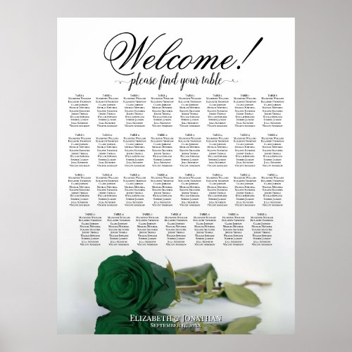 Elegant 31 Table Emerald Green Rose Seating Chart
