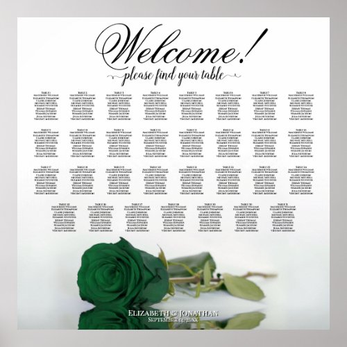 Elegant 31 Table Emerald Green Rose Seating Chart