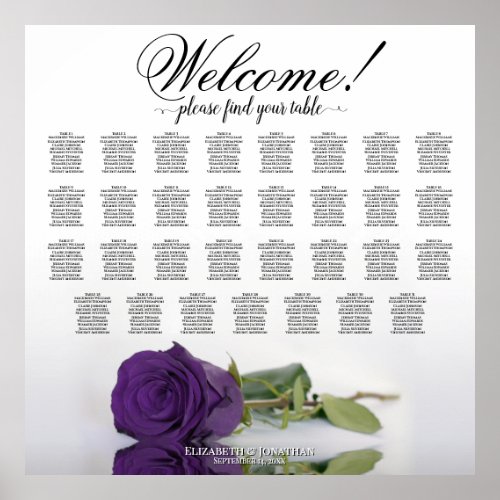 Elegant 31 Table Royal Purple Rose Seating Chart