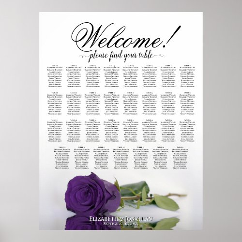 Elegant 31 Table Royal Purple Rose Seating Chart