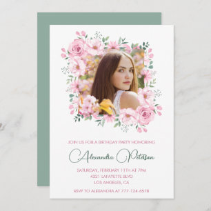 Elegant 32nd birthday invitations Photo Floral
