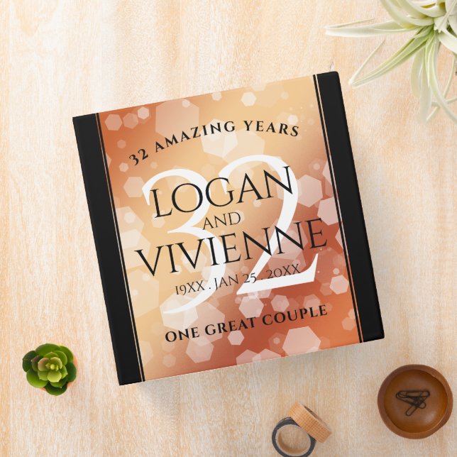 Elegant 32nd Bronze Wedding Anniversary 3 Ring Binder (In Situ)