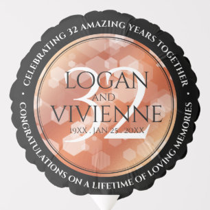 Elegant 32nd Bronze Wedding Anniversary Balloon