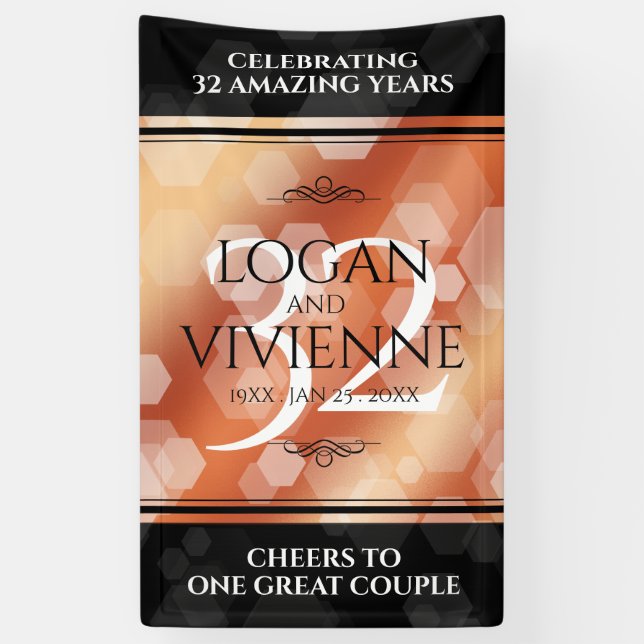 Elegant 32nd Bronze Wedding Anniversary Banner (Vertical)