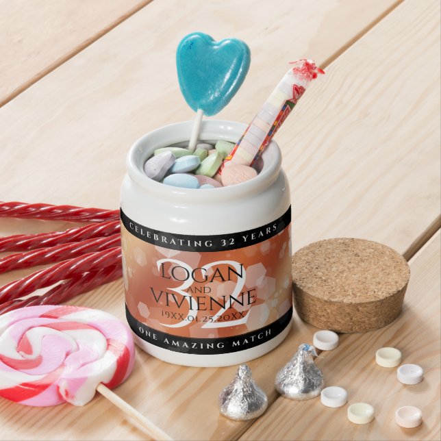 Elegant 32nd Bronze Wedding Anniversary Candy Jar (In Situ)