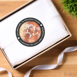 Elegant 32nd Bronze Wedding Anniversary Classic Round Sticker