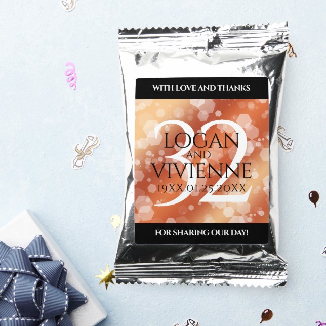 Elegant 32nd Bronze Wedding Anniversary Coffee Drink Mix (Packets)
