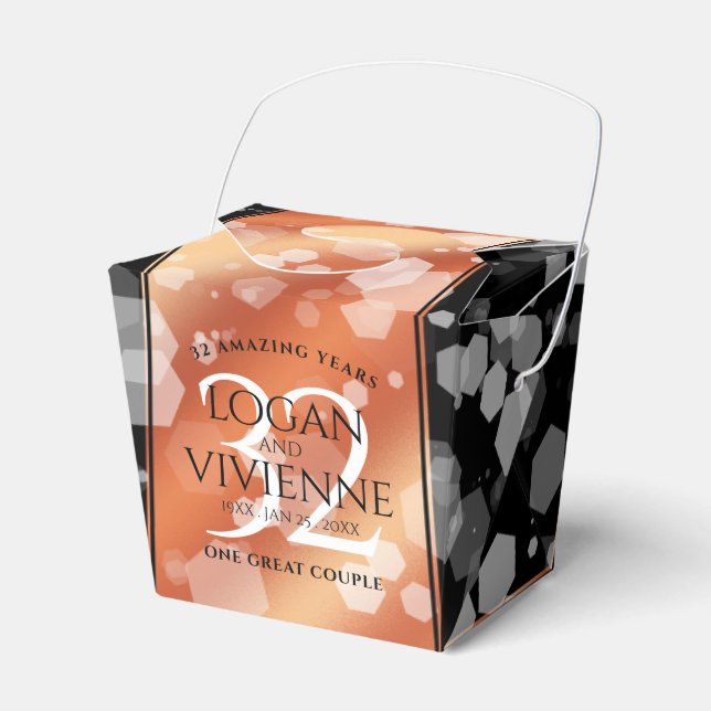 Elegant 32nd Bronze Wedding Anniversary Favor Boxes (Front Side)