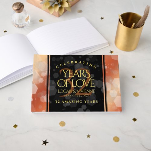 Elegant 32nd Bronze Wedding Anniversary Foil Guest Book