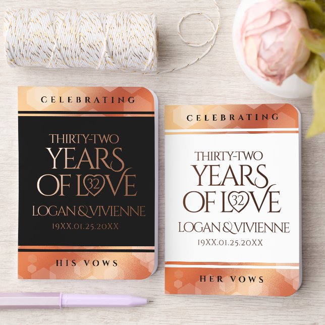 Elegant 32nd Bronze Wedding Anniversary Foil Vow Books (Wedding)