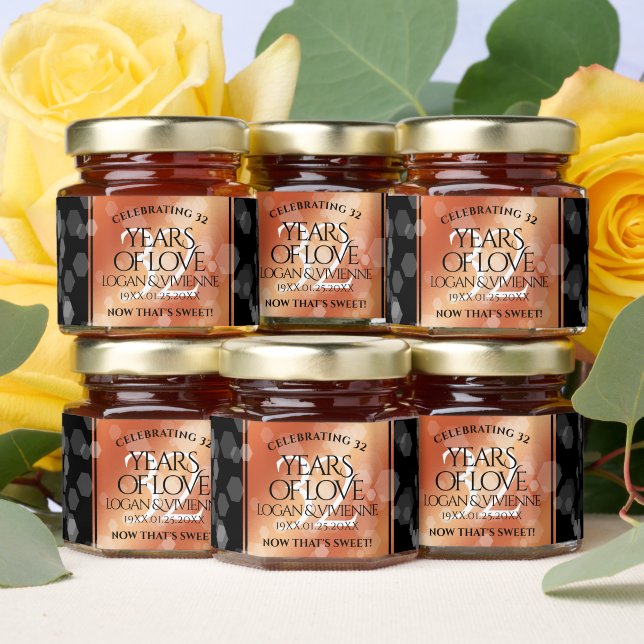 Elegant 32nd Bronze Wedding Anniversary Honey Jar Favors (Insitu)