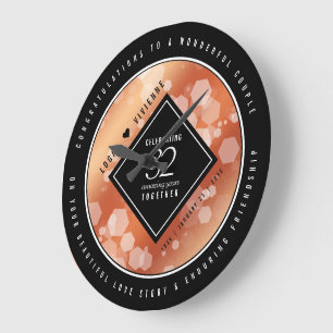 Elegant 32nd Bronze Wedding Anniversary Large Clock