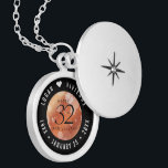 Elegant 32nd Bronze Wedding Anniversary Locket Necklace<br><div class="desc">Commemorate the 32nd wedding anniversary with this elegant locket! Elegant black serif and sans serif lettering with hexagonal confetti on a bronze foil background add a memorable touch for this special occasion and extraordinary milestone. Customize with the happy couple's names, and dates for their bronze anniversary. Design © W.H. Sim,...</div>