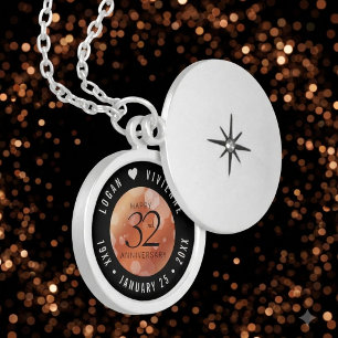 Elegant 32nd Bronze Wedding Anniversary Locket Necklace