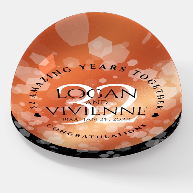 Elegant 32nd Bronze Wedding Anniversary Paperweight (Angled)