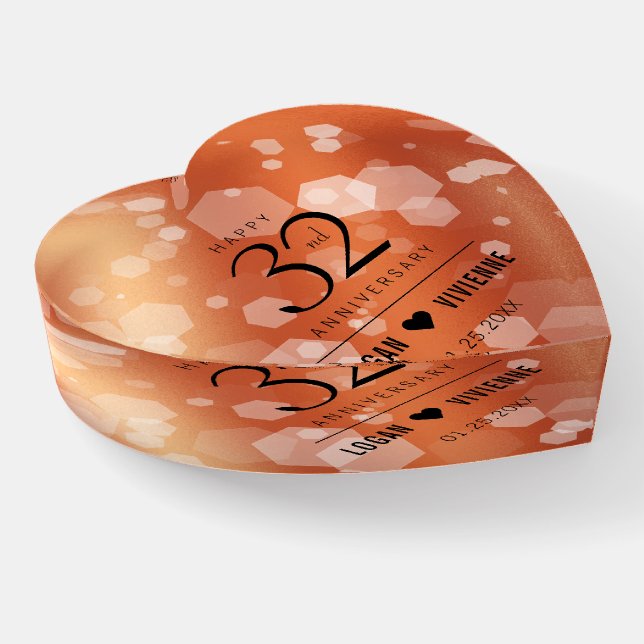 Elegant 32nd Bronze Wedding Anniversary Paperweight (Angled)