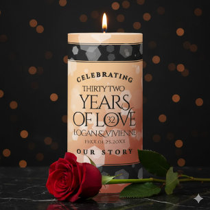 Elegant 32nd Bronze Wedding Anniversary Pillar Candle