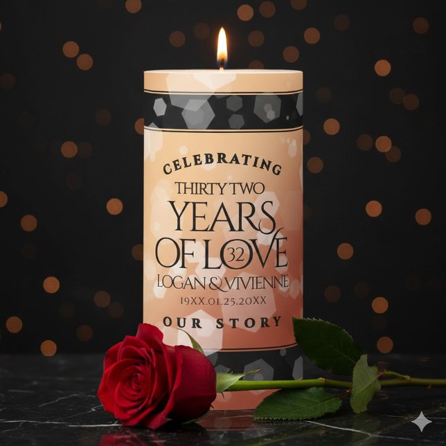 Elegant 32nd Bronze Wedding Anniversary Pillar Candle (Elegant 32nd Bronze Wedding Anniversary Pillar Candle Cover Photo)