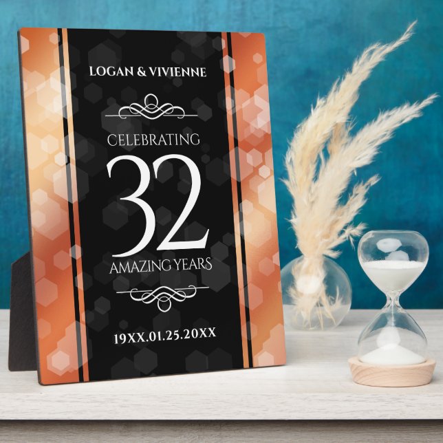 Elegant 32nd Bronze Wedding Anniversary Plaque (Side)