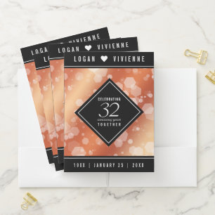 Elegant 32nd Bronze Wedding Anniversary Pocket Folder