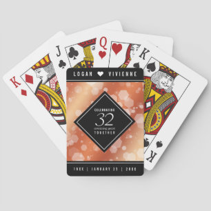 Elegant 32nd Bronze Wedding Anniversary Poker Cards