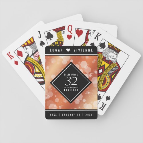 Elegant 32nd Bronze Wedding Anniversary Poker Cards