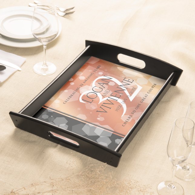 Elegant 32nd Bronze Wedding Anniversary Serving Tray (Front)