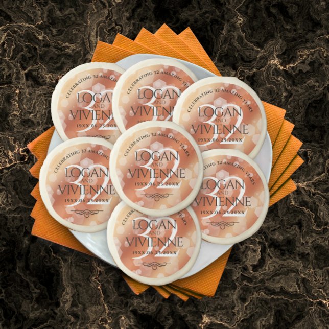 Elegant 32nd Bronze Wedding Anniversary Sugar Cookie (Creator Uploaded)