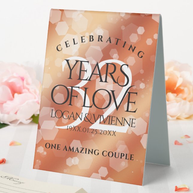 Elegant 32nd Bronze Wedding Anniversary Table Tent (In SItu (Wedding))