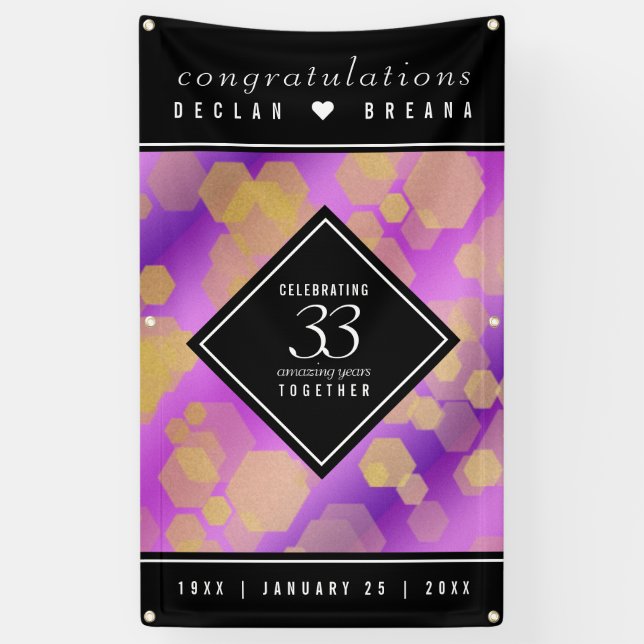 Elegant 33rd Amethyst Wedding Anniversary Banner (Vertical)