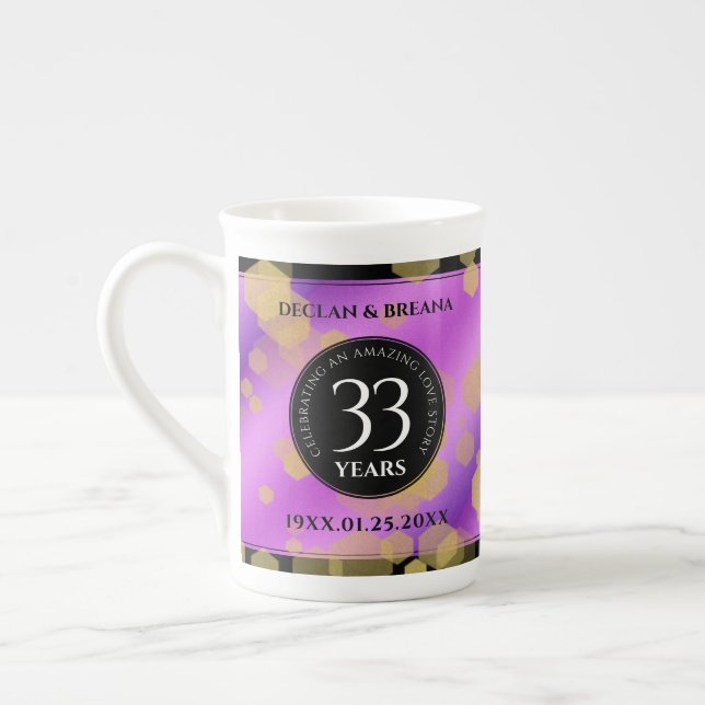 Elegant 33rd Amethyst Wedding Anniversary Bone China Mug (Left)