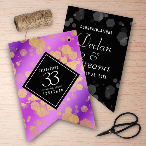 Elegant 33rd Amethyst Wedding Anniversary Bunting Flags