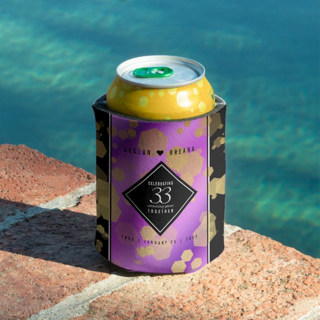 Elegant 33rd Amethyst Wedding Anniversary Can Cooler (In Situ Pool)