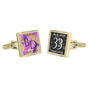 Elegant 33rd Amethyst Wedding Anniversary Cufflinks