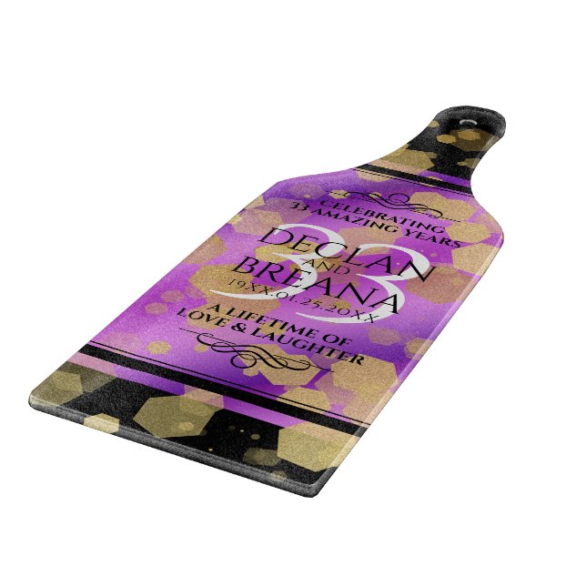 Elegant 33rd Amethyst Wedding Anniversary Cutting Board (Corner)