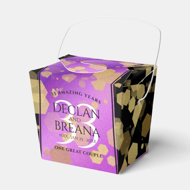 Elegant 33rd Amethyst Wedding Anniversary Favor Boxes (Front Side)