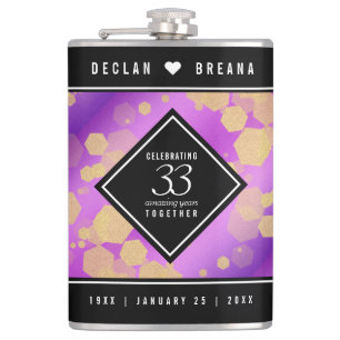 Elegant 33rd Amethyst Wedding Anniversary Flask