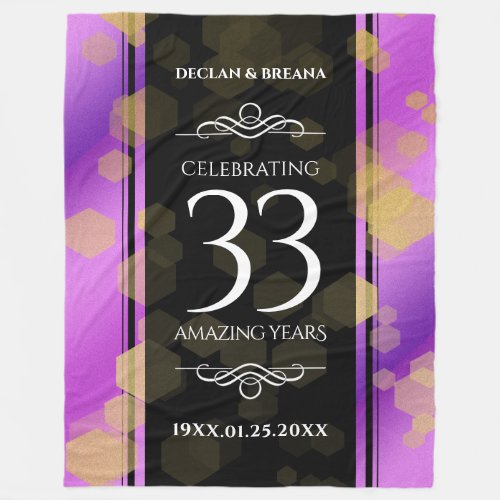 Elegant 33rd Amethyst Wedding Anniversary Fleece Blanket