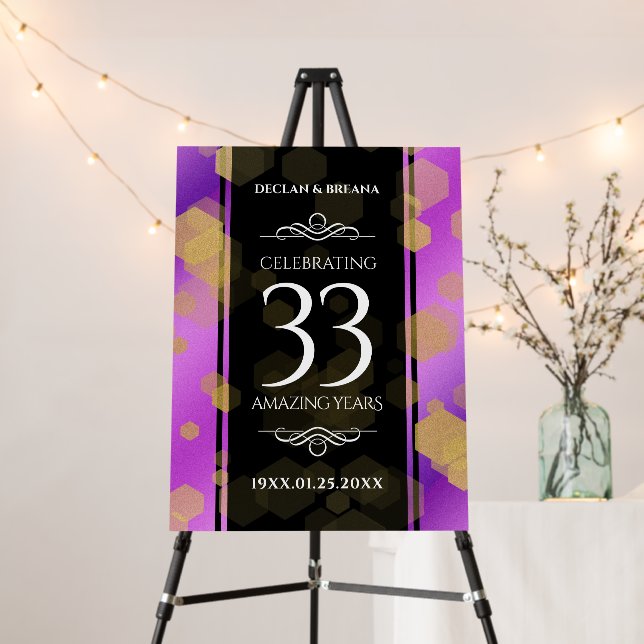 Elegant 33rd Amethyst Wedding Anniversary Foam Board (In Situ (Stand))