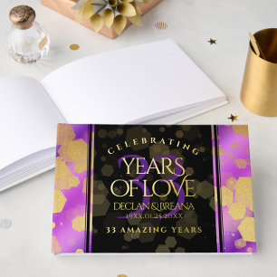 Elegant 33rd Amethyst Wedding Anniversary Foil Guest Book