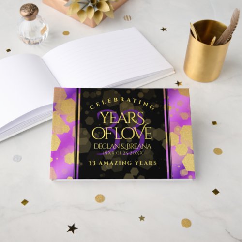 Elegant 33rd Amethyst Wedding Anniversary Foil Guest Book