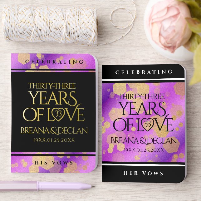 Elegant 33rd Amethyst Wedding Anniversary Foil Vow Books (Wedding)
