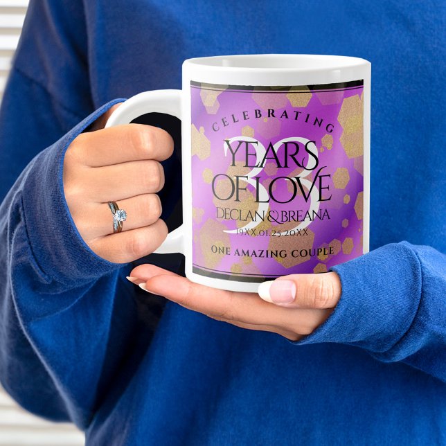 Elegant 33rd Amethyst Wedding Anniversary Giant Coffee Mug (33rd Wedding Anniversary Jumbo Coffee Mug Cover Photo.)