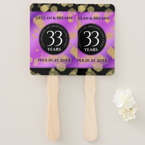 Elegant 33rd Amethyst Wedding Anniversary Hand Fan